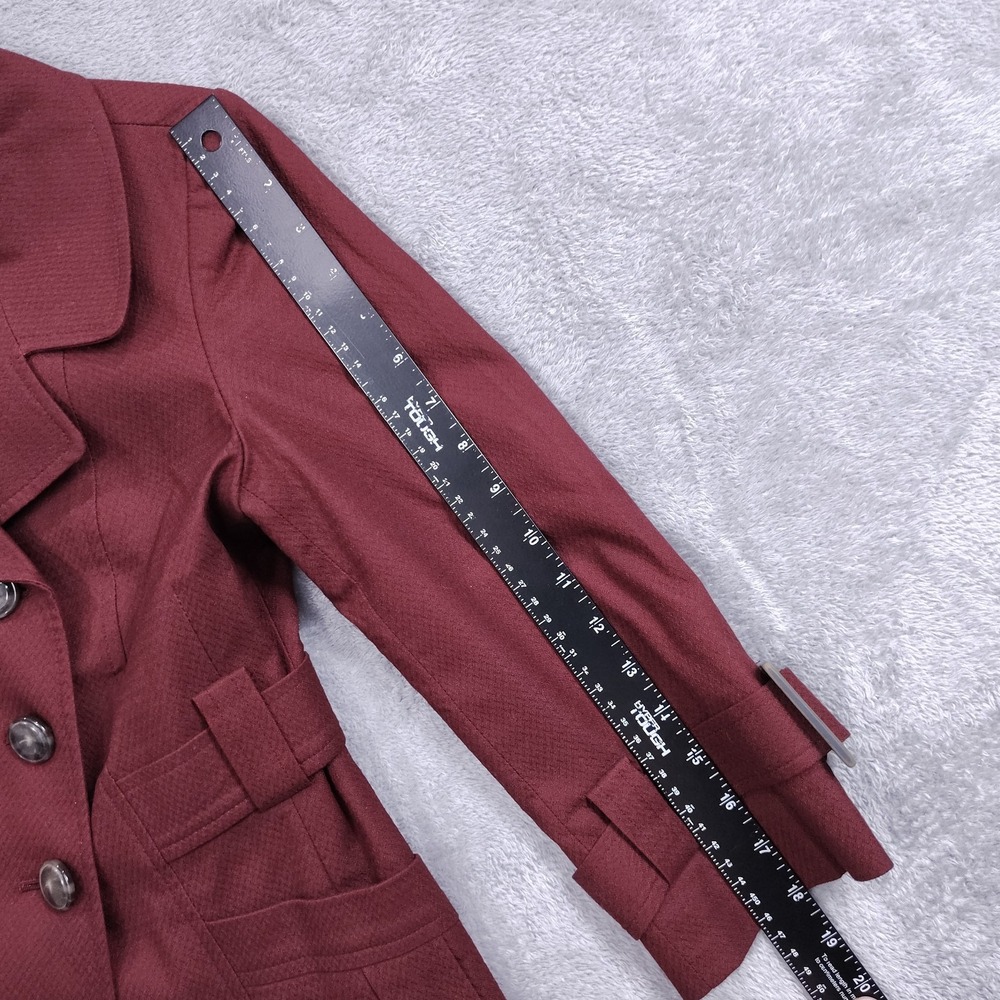 Banana Republic Burgundy Double Breasted Academia School Twee Blazer‎ Shacket 0 - Picture 6 of 11